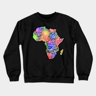 Colorful mandala art map of Africa with text in multicolor pattern Crewneck Sweatshirt